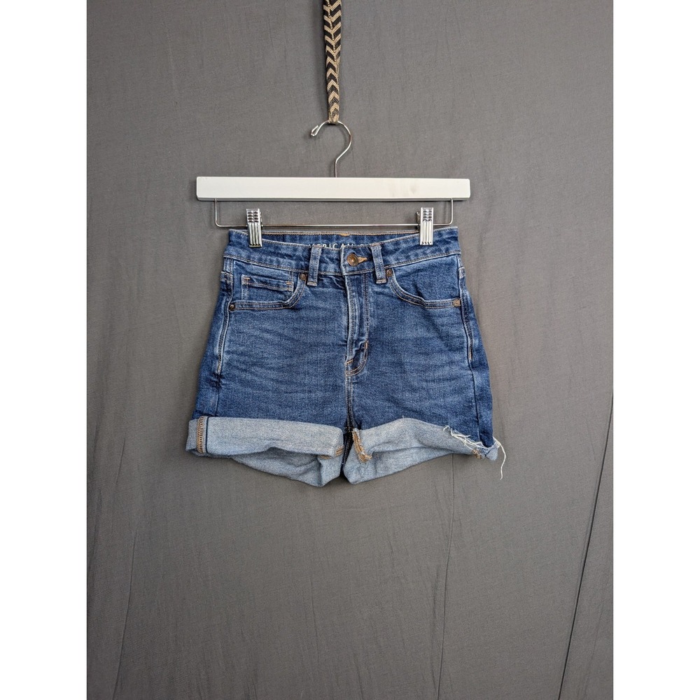 American Eagle High-Waisted Cuffed Denim Shorts Mom Jean Size 00